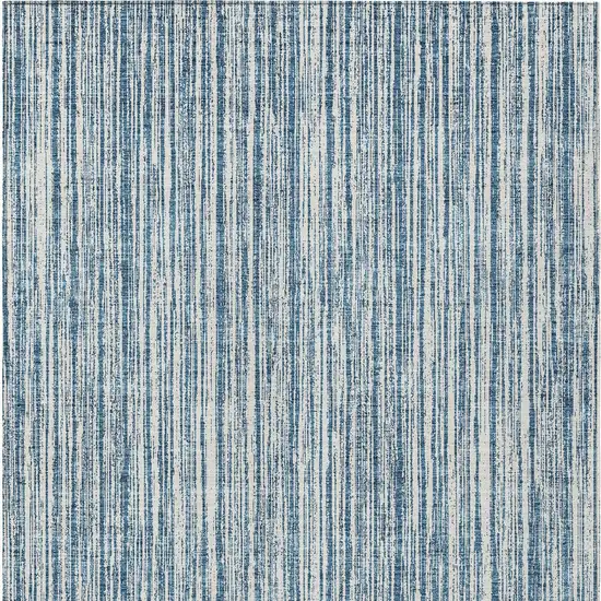 Blue And Ivory Striped Washable Indoor Outdoor Area Rug Photo 6