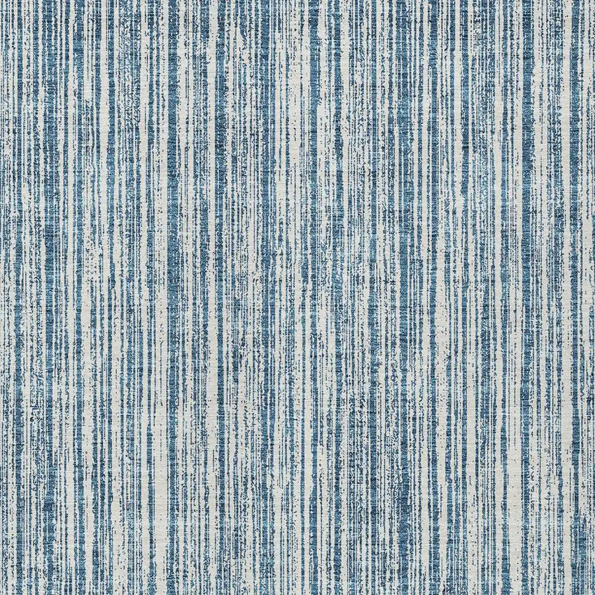Blue And Ivory Striped Washable Indoor Outdoor Area Rug Photo 4