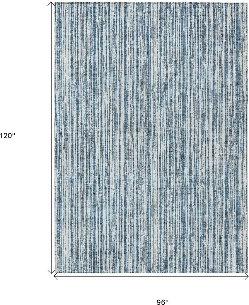 Blue And Ivory Striped Washable Indoor Outdoor Area Rug Photo 3