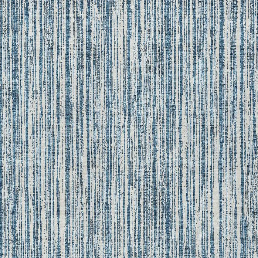 Blue And Ivory Striped Washable Indoor Outdoor Area Rug Photo 4