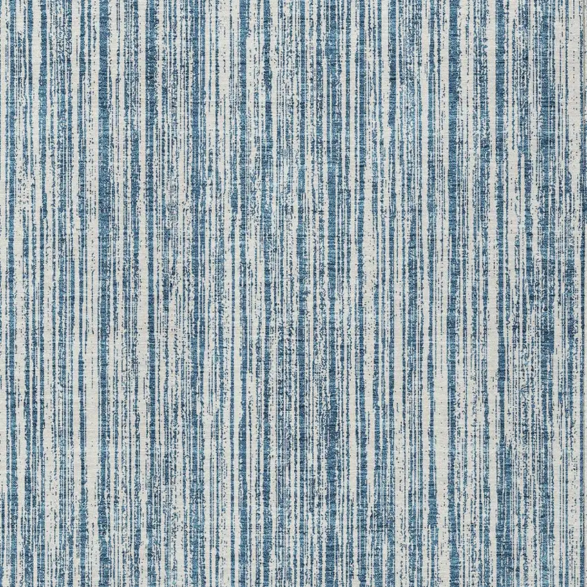 Blue And Ivory Striped Washable Indoor Outdoor Area Rug Photo 4
