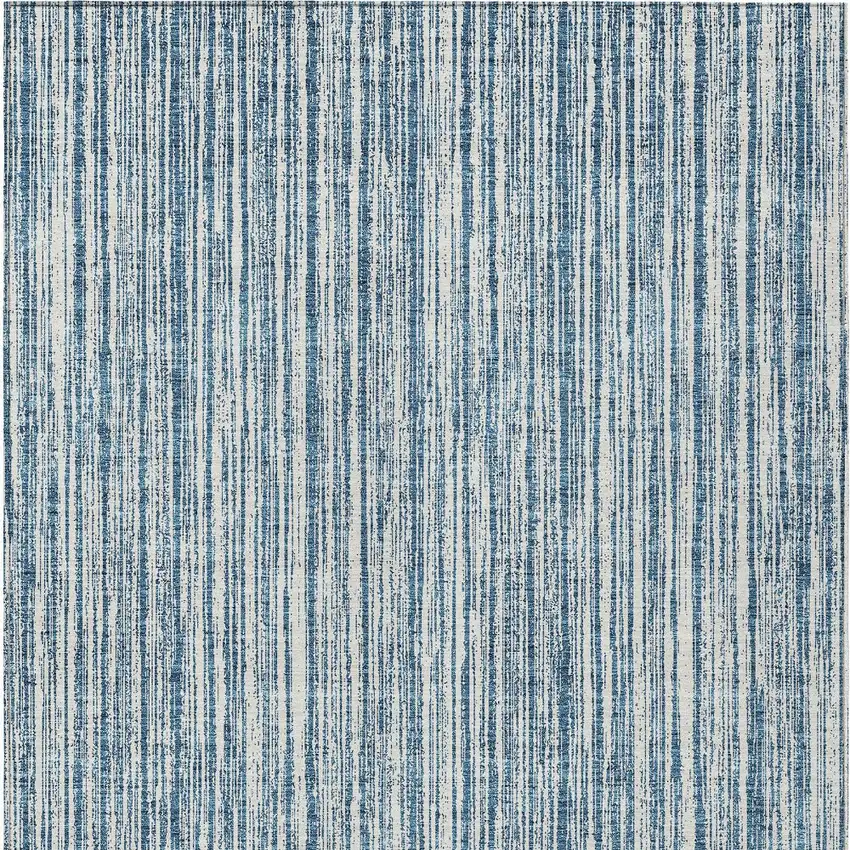 Blue And Ivory Striped Washable Indoor Outdoor Area Rug Photo 5