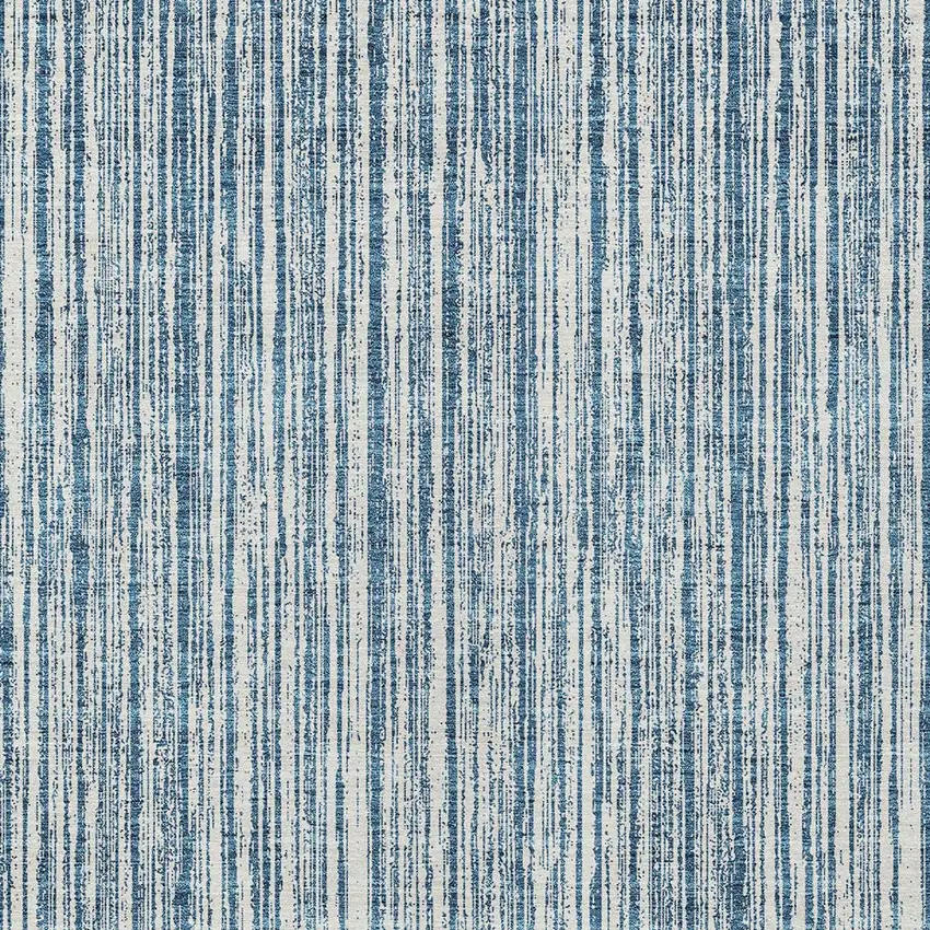 Blue And Ivory Striped Washable Indoor Outdoor Area Rug Photo 6