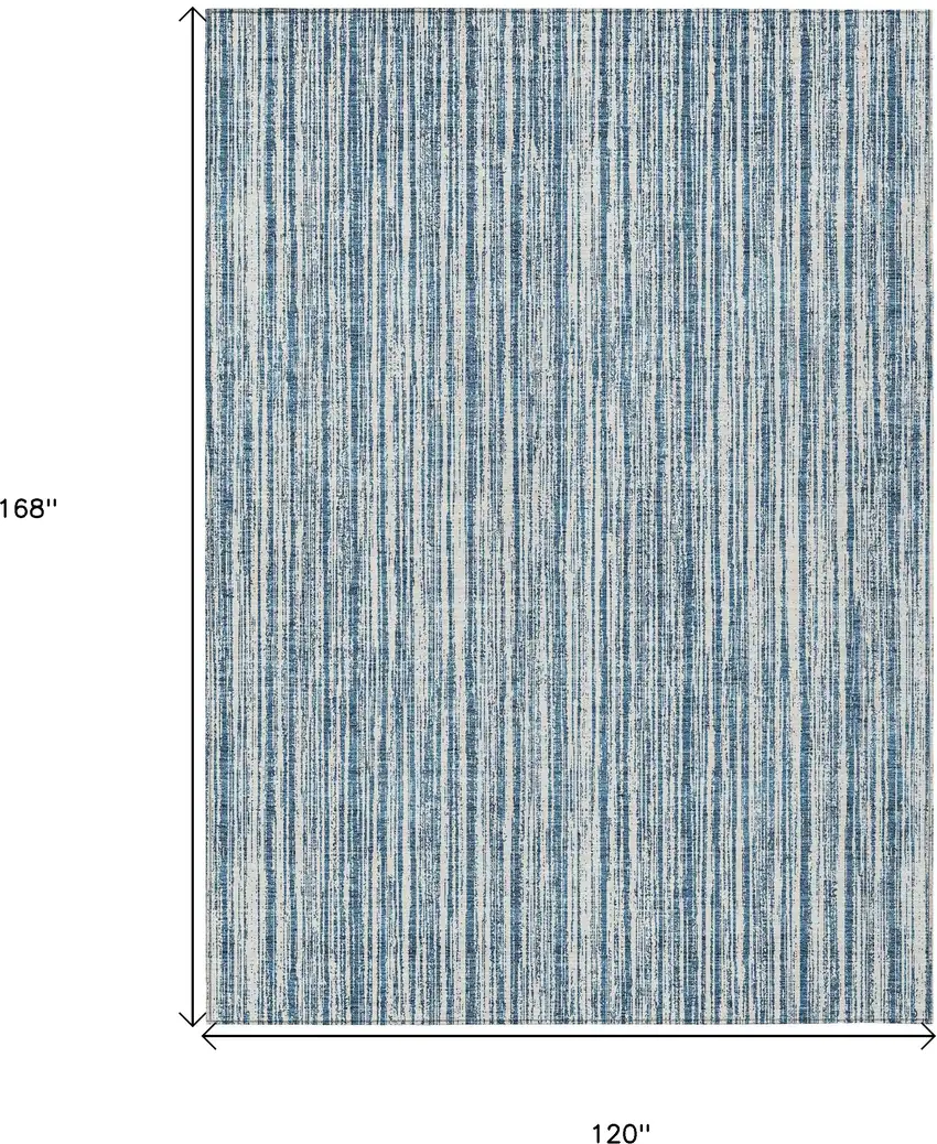 Blue And Ivory Striped Washable Indoor Outdoor Area Rug Photo 3