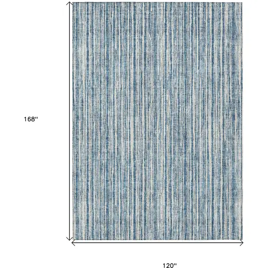 Blue And Ivory Striped Washable Indoor Outdoor Area Rug Photo 3