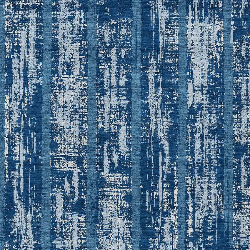 Blue And Ivory Striped Washable Indoor Outdoor Area Rug Photo 6
