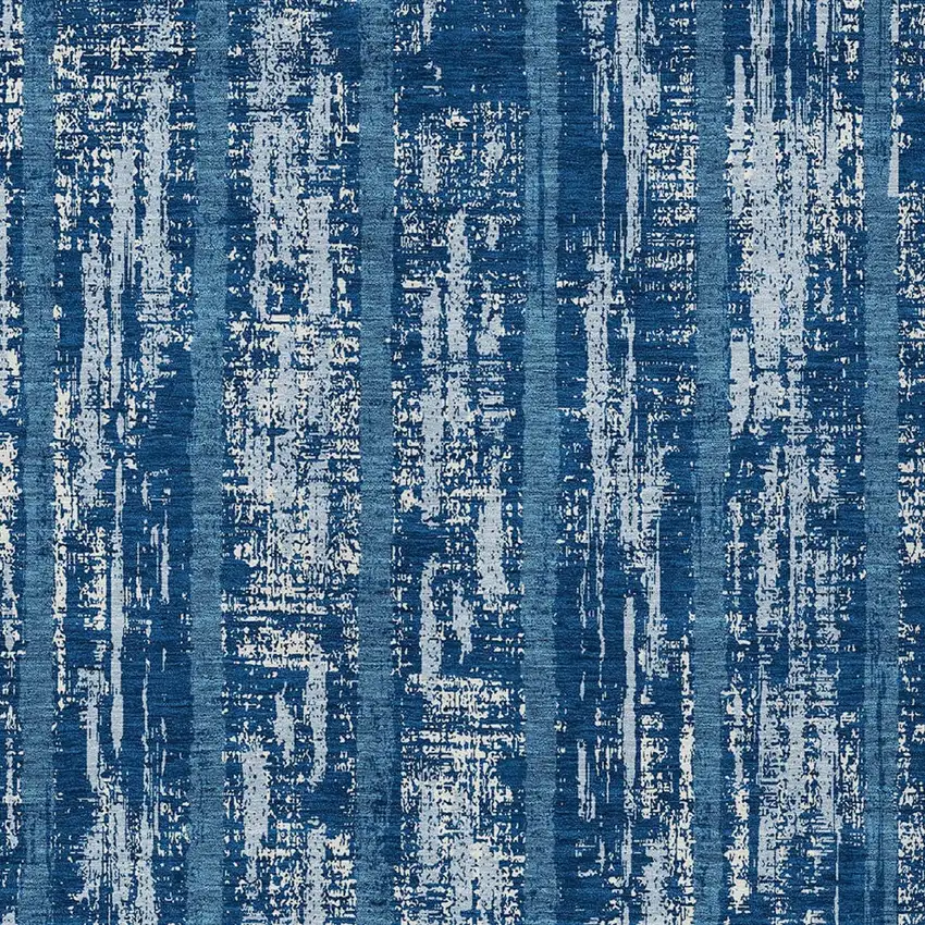 Blue And Ivory Striped Washable Indoor Outdoor Area Rug Photo 6
