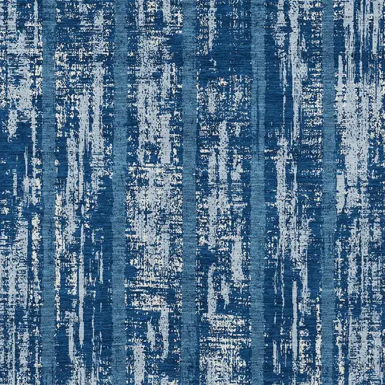 Blue And Ivory Striped Washable Indoor Outdoor Area Rug Photo 6