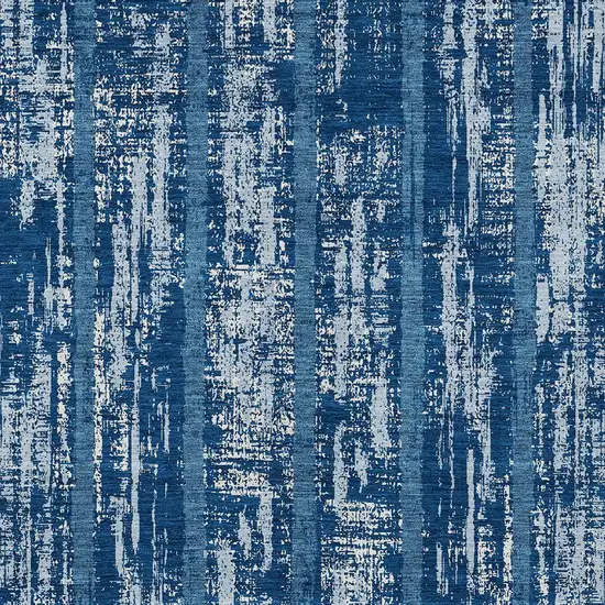 Blue And Ivory Striped Washable Indoor Outdoor Area Rug Photo 6