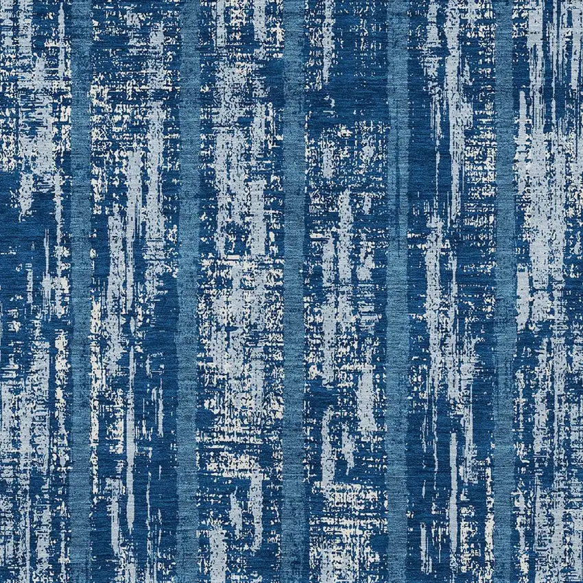 Blue And Ivory Striped Washable Indoor Outdoor Area Rug Photo 6