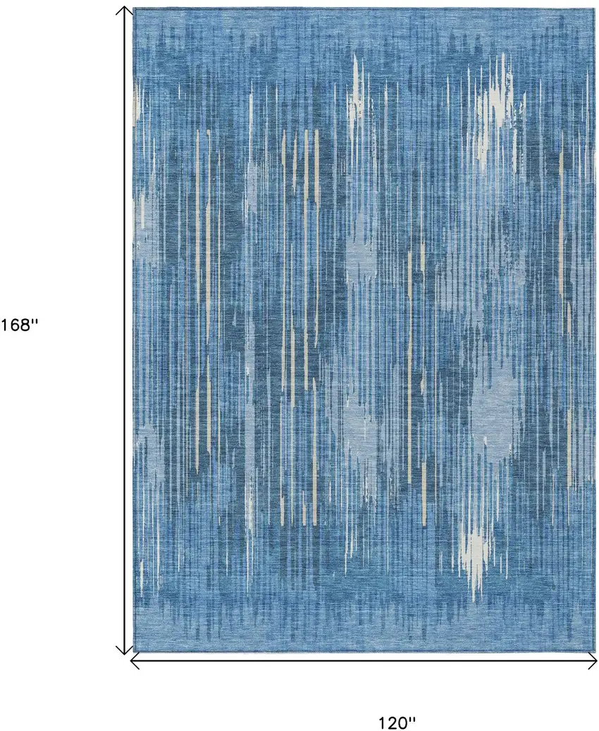 Blue And Ivory Striped Washable Indoor Outdoor Area Rug Photo 3