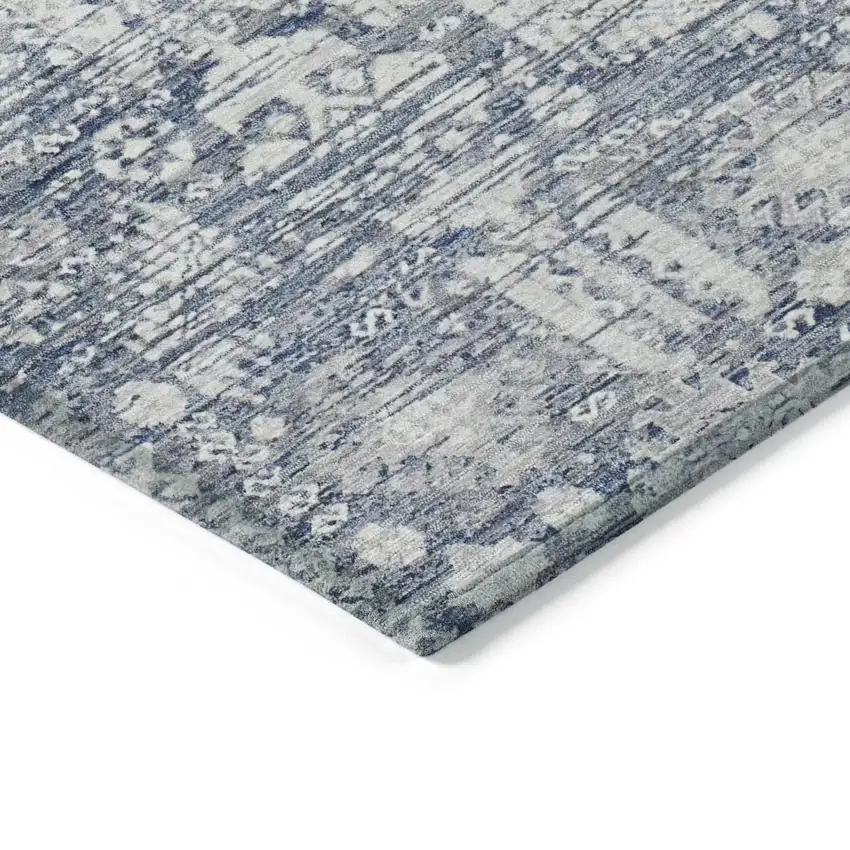 Blue And Ivory Tribal Washable Indoor Outdoor Area Rug Photo 9