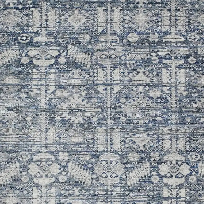Blue And Ivory Tribal Washable Indoor Outdoor Area Rug Photo 4