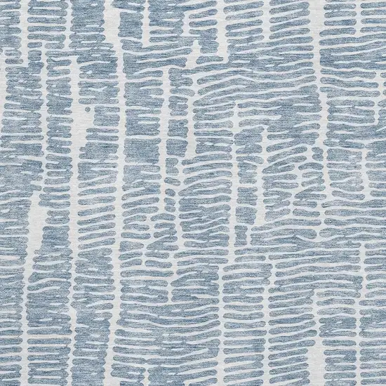 Blue And Ivory Vermicular Washable Area Rug With UV Protection Photo 3
