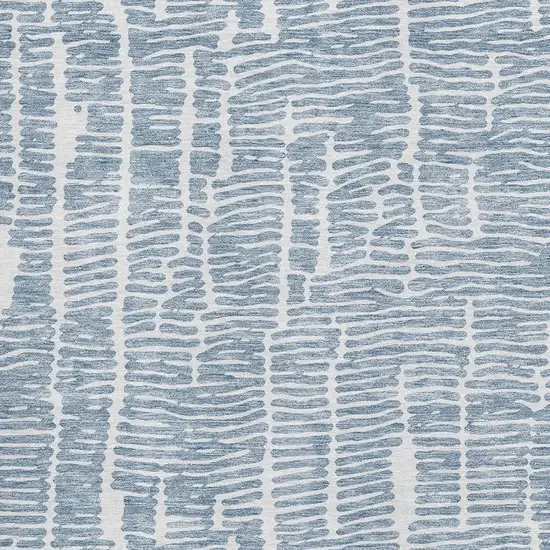 Blue And Ivory Vermicular Washable Area Rug With UV Protection Photo 3