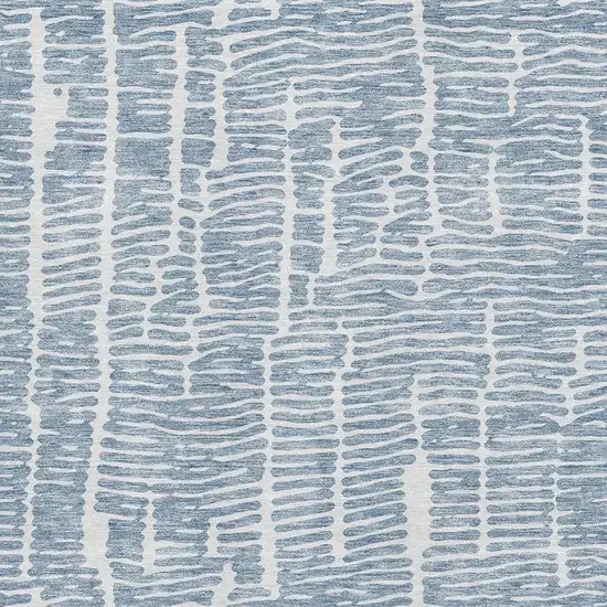 Blue And Ivory Vermicular Washable Area Rug With UV Protection Photo 3