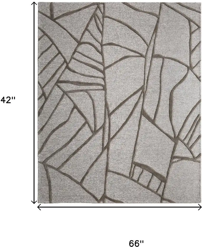 Blue And Ivory Wool Abstract Hand Tufted Area Rug Photo 7