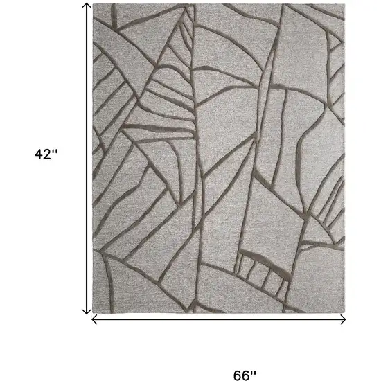 Blue And Ivory Wool Abstract Hand Tufted Area Rug Photo 7