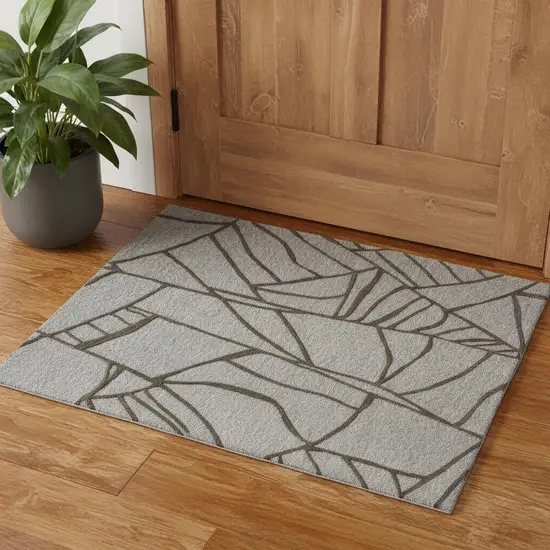 Blue And Ivory Wool Abstract Hand Tufted Area Rug Photo 1