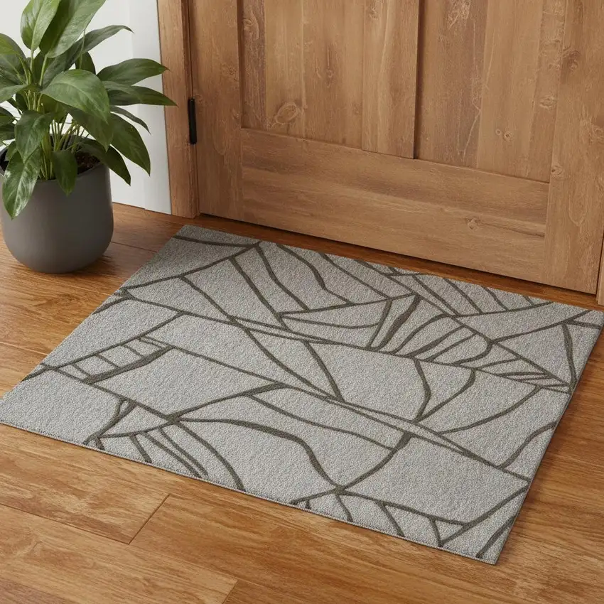 Blue And Ivory Wool Abstract Hand Tufted Area Rug Photo 1