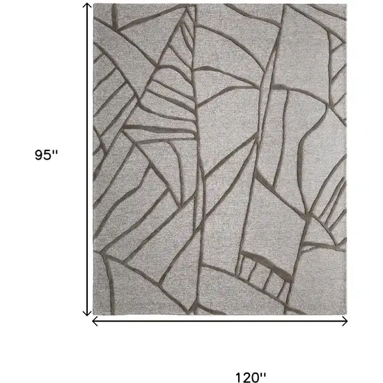 Blue And Ivory Wool Abstract Hand Tufted Area Rug Photo 7