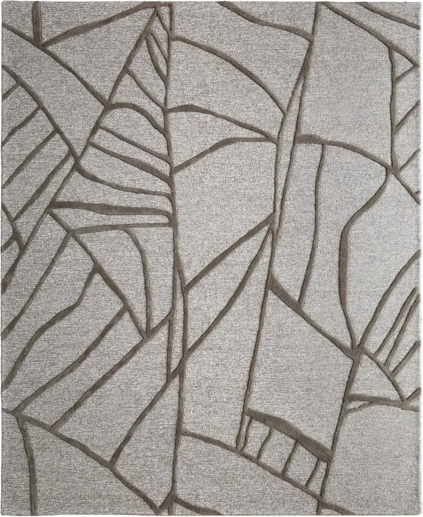 Blue And Ivory Wool Abstract Hand Tufted Area Rug Photo 3