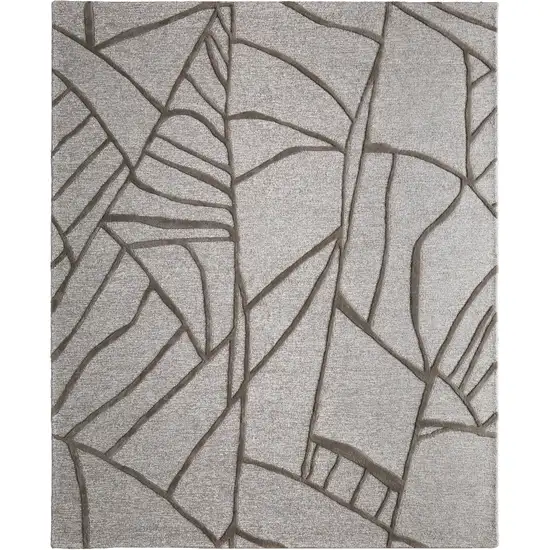 Blue And Ivory Wool Abstract Hand Tufted Area Rug Photo 3