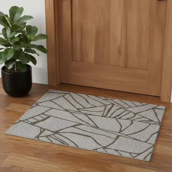 Blue And Ivory Wool Abstract Hand Tufted Area Rug Photo 1