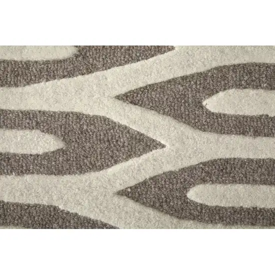 Blue And Ivory Wool Abstract Hand Tufted Area Rug Photo 9