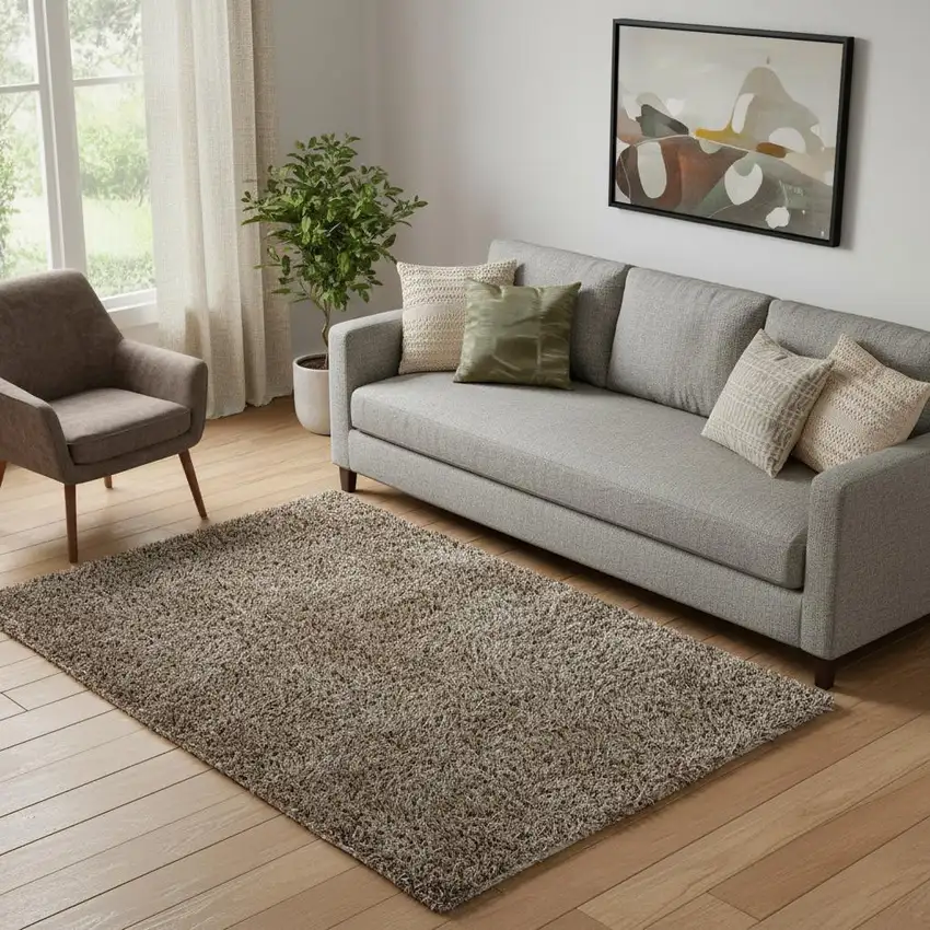 Blue And Ivory Wool Abstract Hand Tufted Area Rug Photo 1