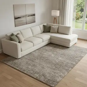 Photo of Blue And Ivory Wool Abstract Hand Tufted Area Rug