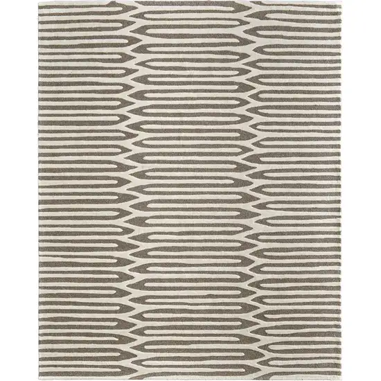 Blue And Ivory Wool Abstract Hand Tufted Area Rug Photo 6