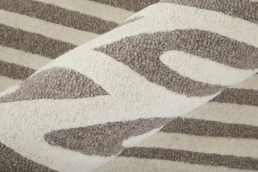 Blue And Ivory Wool Abstract Hand Tufted Area Rug Photo 8