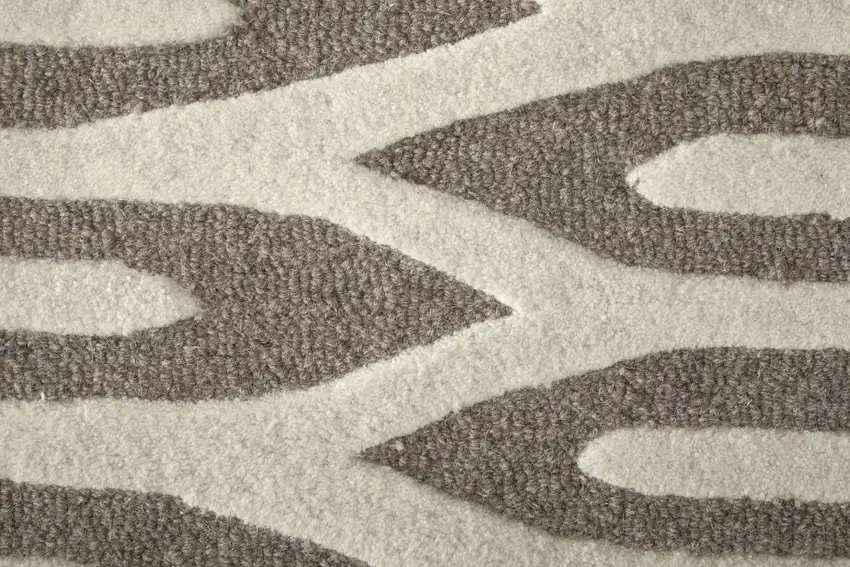 Blue And Ivory Wool Abstract Hand Tufted Area Rug Photo 9