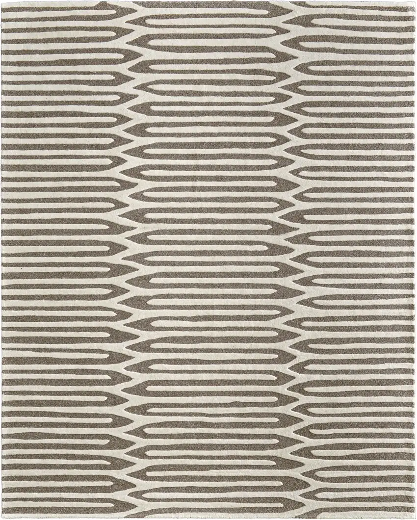 Blue And Ivory Wool Abstract Hand Tufted Area Rug Photo 6