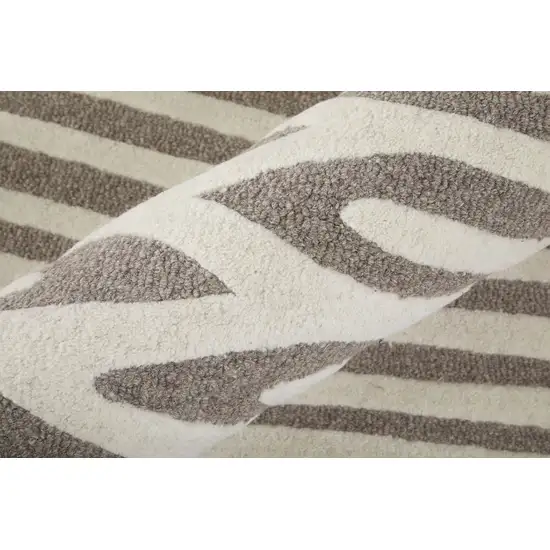 Blue And Ivory Wool Abstract Hand Tufted Area Rug Photo 8