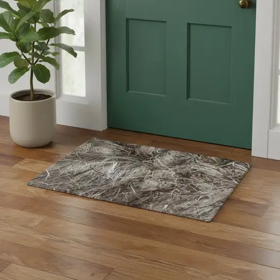 Blue And Ivory Wool Abstract Hand Tufted Area Rug Photo 1