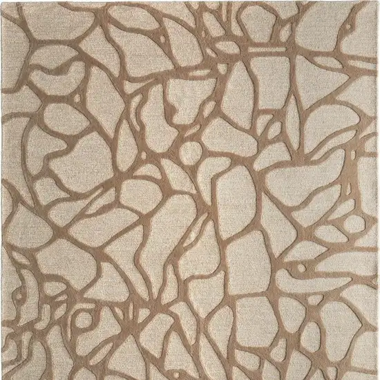 Blue And Ivory Wool Abstract Hand Tufted Area Rug Photo 4