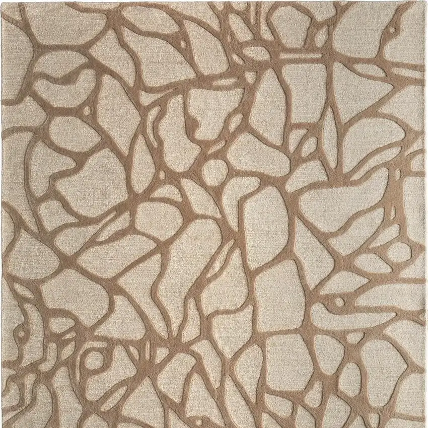 Blue And Ivory Wool Abstract Hand Tufted Area Rug Photo 4