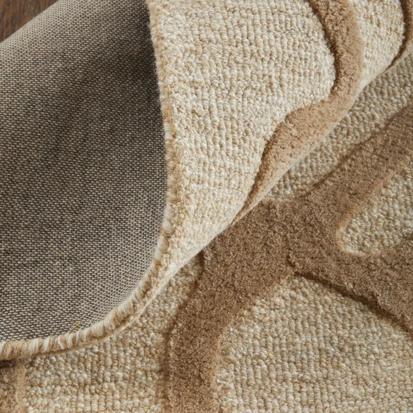 Blue And Ivory Wool Abstract Hand Tufted Area Rug Photo 9