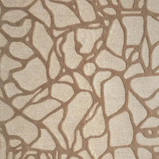 Blue And Ivory Wool Abstract Hand Tufted Area Rug Photo 3