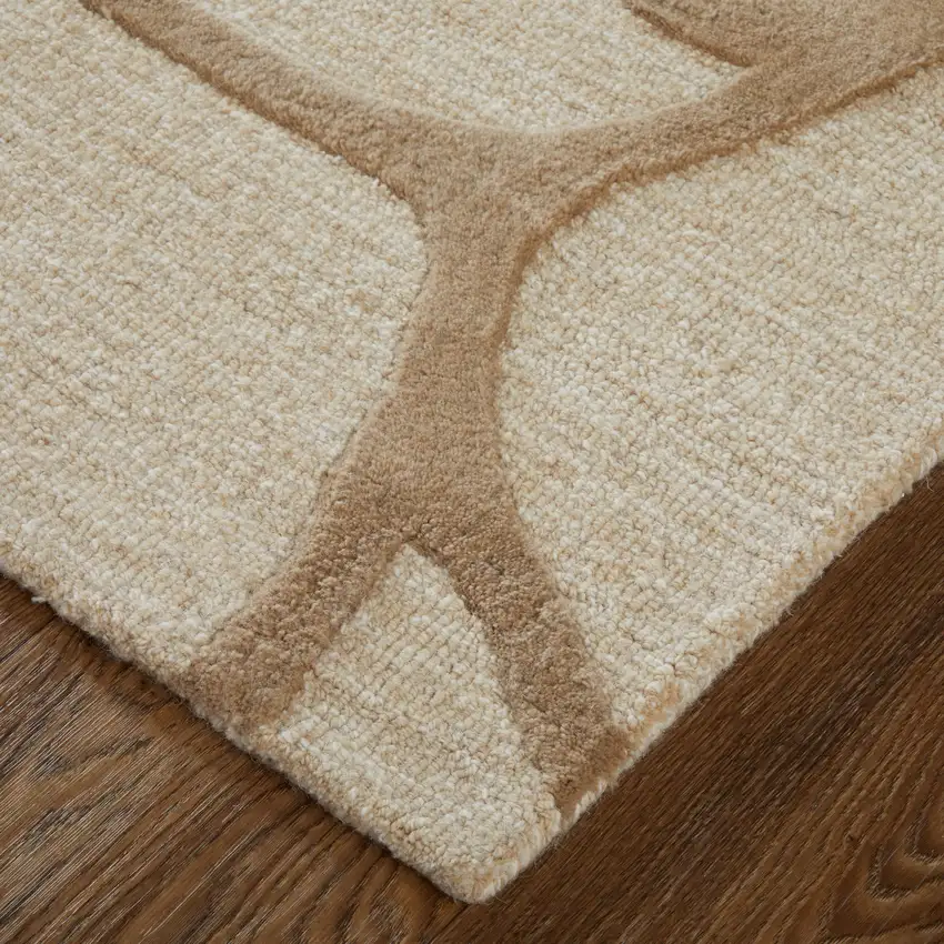 Blue And Ivory Wool Abstract Hand Tufted Area Rug Photo 6