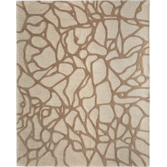 Blue And Ivory Wool Abstract Hand Tufted Area Rug Photo 2