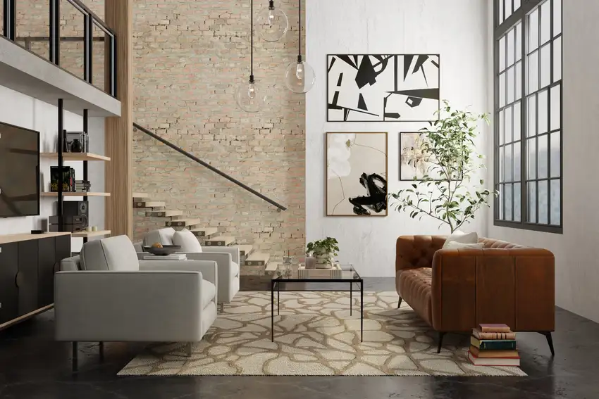 Blue And Ivory Wool Abstract Hand Tufted Area Rug Photo 5