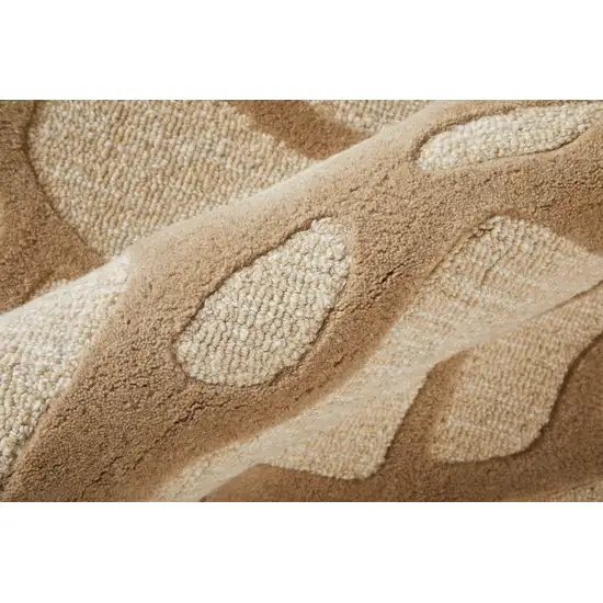 Blue And Ivory Wool Abstract Hand Tufted Area Rug Photo 7