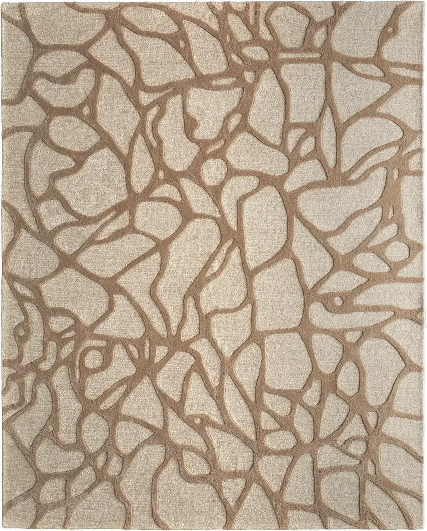 Blue And Ivory Wool Abstract Hand Tufted Area Rug Photo 2