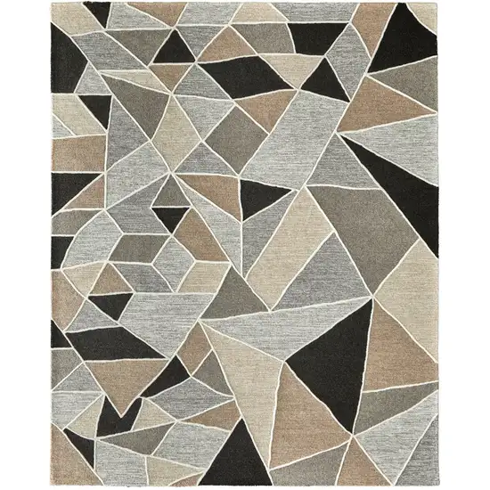 Blue And Ivory Wool Abstract Hand Tufted Area Rug Photo 2