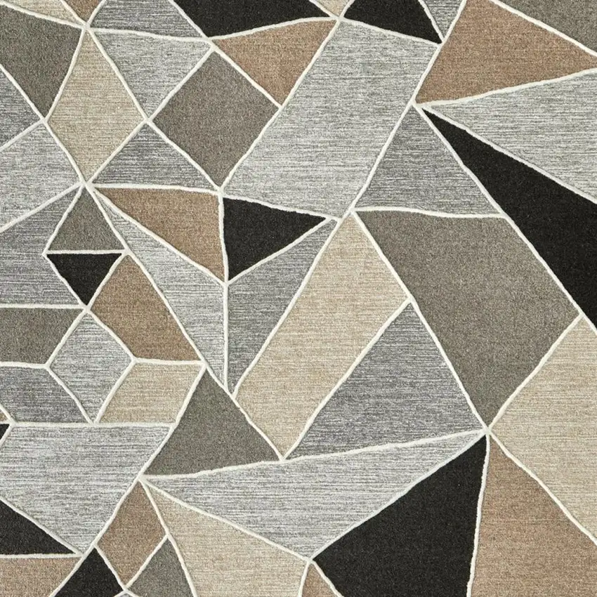 Blue And Ivory Wool Abstract Hand Tufted Area Rug Photo 3