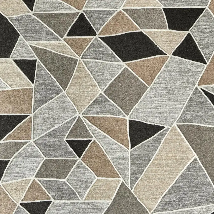 Blue And Ivory Wool Abstract Hand Tufted Area Rug Photo 3