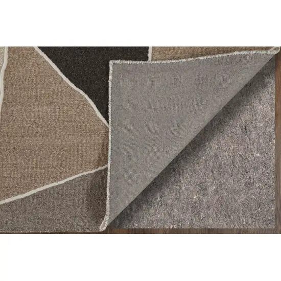 Blue And Ivory Wool Abstract Hand Tufted Area Rug Photo 7